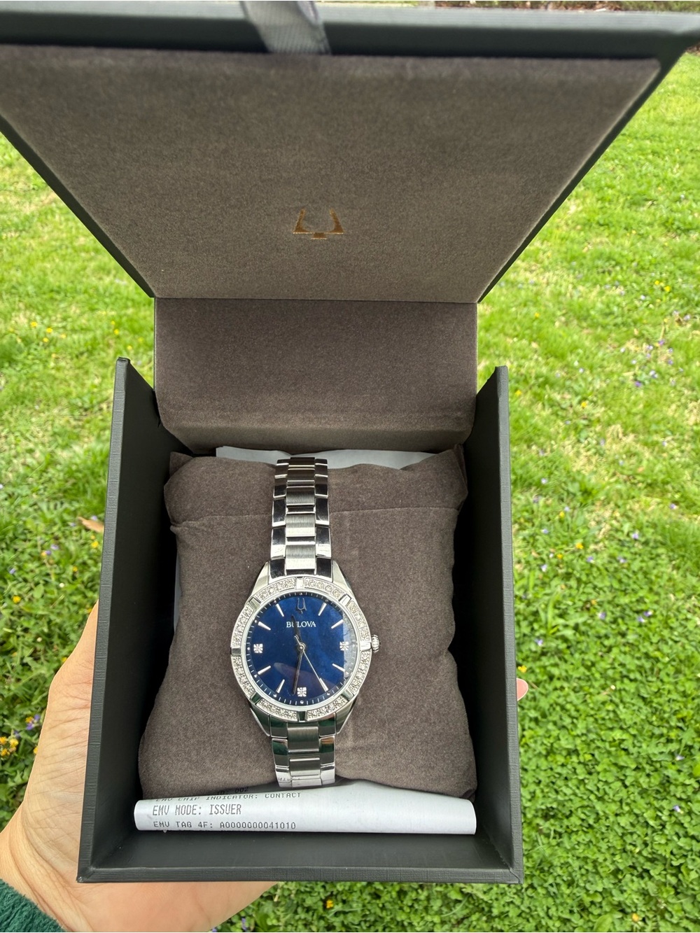 Bulova Sutton Women’s Diamond Blue Dial Silver Sapphire Crystal 32mm Watch